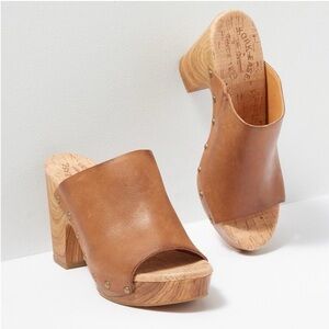 Kork-Ease Tan Leather Open-Toe Clog Mules